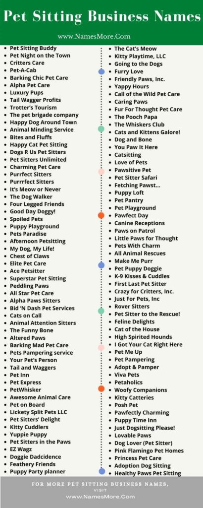 Pet Sitting Business Names in 2024 [Best Guide] List Infographic