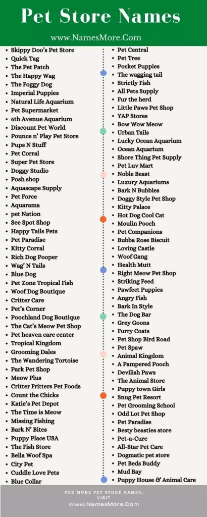 Pet Store Names List Infographic