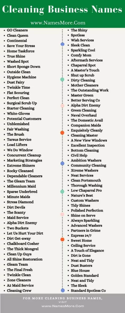 850+ Cleaning Business Names in 2024 [Clever and Catchy] List Infographic